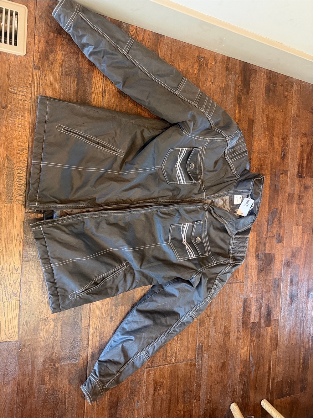 Buckle BKE men’s coat. Faux leather jacket.  Fleece LINED NEW. 
RETAILS $119 XL